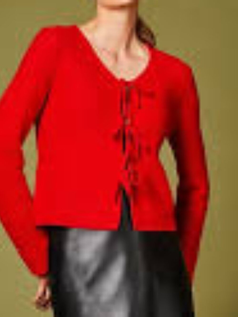 Antonio Melani 100% Cashmere Tie-Front Cardigan Sweater Red Small NWT